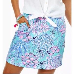 Lilly Pulitzer Jonas Skort skirt + under shorts Blue Ibiza Now You Sea Me pocket